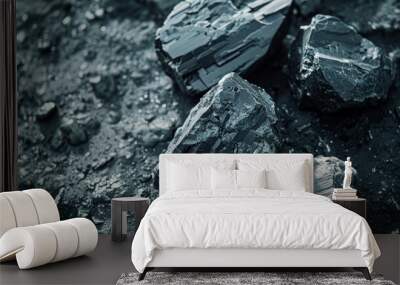 raw lithium samples on dark surfaces Wall mural