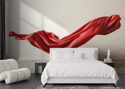 red satin fabric isolated on white Wall mural