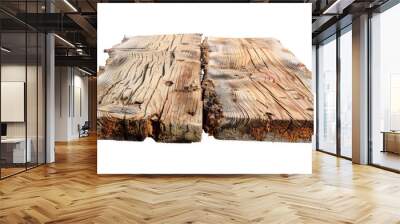 rough wooden plank cut out, isolated on white Wall mural