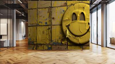 smiley face holding back tears Wall mural