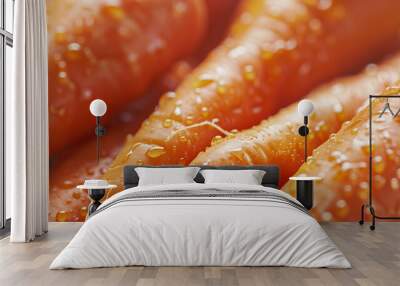 tasty ripe juicy carrots background closeup Wall mural