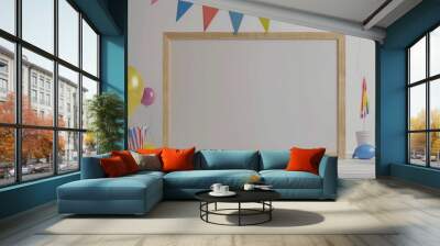 wooden frame with baloons and flags Wall mural