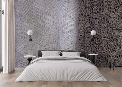 White and gray knitted textile Wall mural