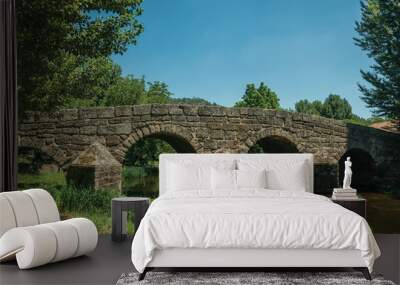 Old Roman stone bridge over the Sever River in Portagem Wall mural