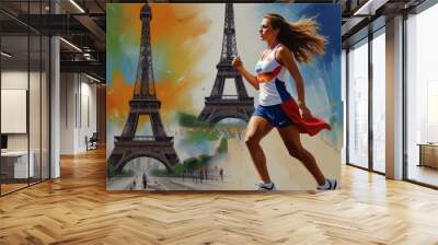 Paris Olympics, illustration Wall mural