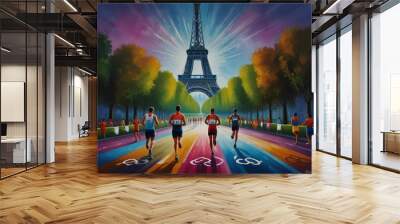 Paris Olympics, illustration Wall mural