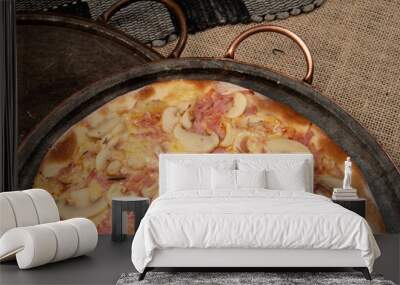 Brazilian pizza with mushroom, cheese and ham Wall mural