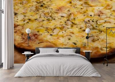 Brazilian pizza with mushroom, cheese and oregano Wall mural