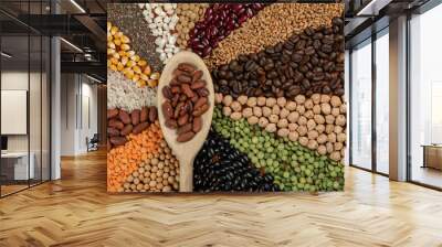 Healthy food vegetarian vegan food concept. Various assorted organic cereals, vegetables, whole grains Wall mural