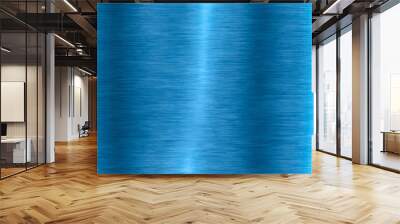 Abstract brushed metal texture with vertical streaks, blue tones, sleek modern background for design, light reflections, industrial material surface pattern Wall mural