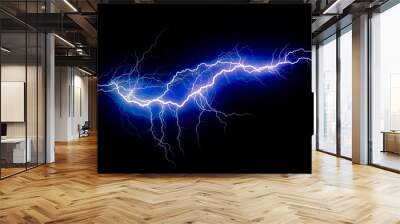 lightning bolt. Massive lightning bolt with branches isolated on black background. lightning effects and lighting thunderstorm Wall mural