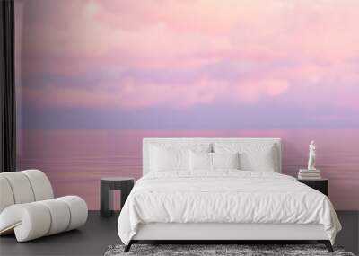 Panoramic sea skyline beach. Amazing sunrise beach landscape. Panorama of tropical beach seascape horizon. purple sunset sky light tranquil relax summer seascape background Wall mural