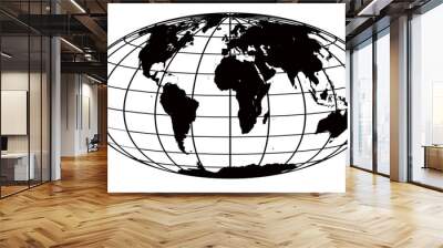 stroke and black world map Wall mural