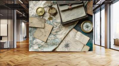 Vintage Compass and Maps Wall mural