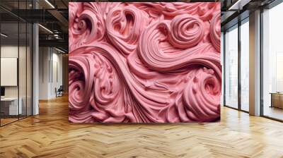 Pink frosting texture background close-up Generative AI Wall mural