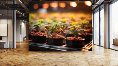 Premium Cannabis Plants Prepped for Harvest: Commercial Cannabis Cultivation. Cannabis Cultivation for Medical and Commercial Purposes in a Greenhouse. Wall mural