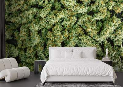 top view copy spase close up flower buds cannabis Background, marijuana, weed Wall mural