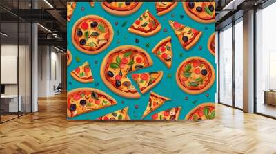 seamless pattern with pizza Wall mural