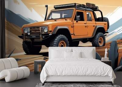 off road vehicle mountain views and nature Wall mural