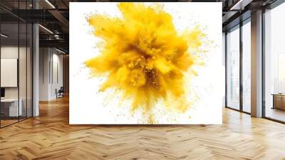 Abstract yellow watercolor splash isolated on white background. Wall mural