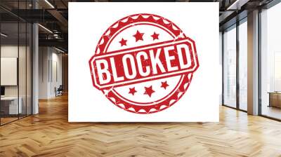 blocked red rubber stamp vector design. Wall mural