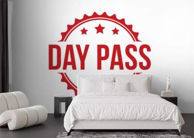 Day Pass Red Rubber Stamp vector design. Wall mural