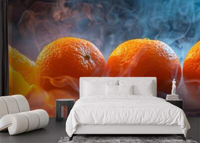 Fresh Orange on a dark background Wall mural