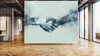 Partnership, partnership and handshake concept. close up of two people shaking hands Wall mural