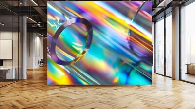 transparent shiny holographic vinyl pipes. Wall mural