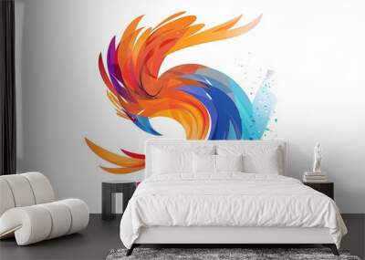 Vibrant and varied paint splash logo in multiple colors on a white background. Wall mural