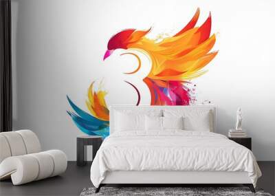 Vibrant and varied paint splash logo in multiple colors on a white background. Wall mural