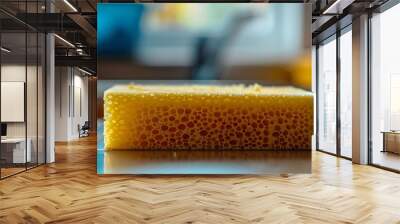 Yellow Sponge On Orange Tile Wall mural