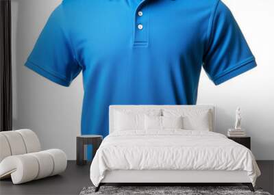 Blue short sleeve Polo t-shirt mockup isolated on transparent or white background Wall mural