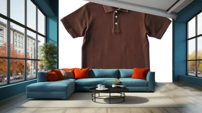 Brown short sleeve Polo t-shirt mockup isolated on transparent or white background
  Wall mural