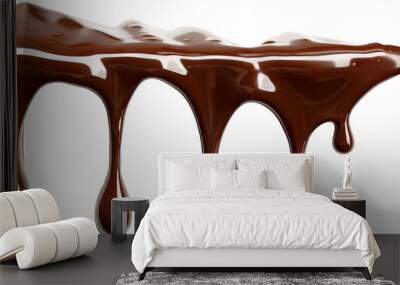 Dripping melted chocolate isolated on transparent or white background Wall mural