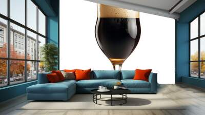 Glass of cold dark beer isolated on transparent or white background  Wall mural