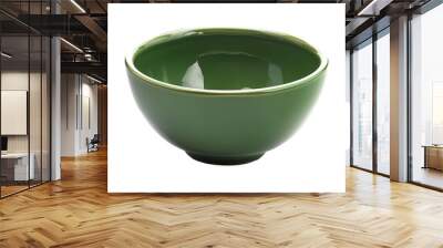 Green ceramic bowl isolated on transparent or white background  Wall mural