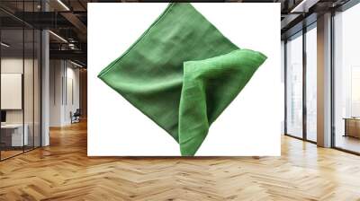 Green cotton napkin top view isolated on transparent or white background Wall mural