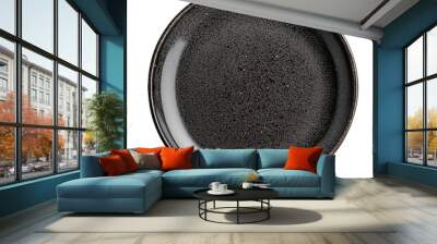 modern black ceramic plate top view isolated on transparent or white background
  Wall mural