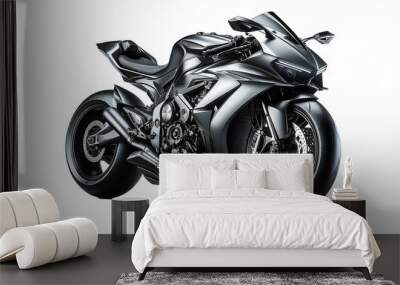 motorcycle isolated on white background Wall mural