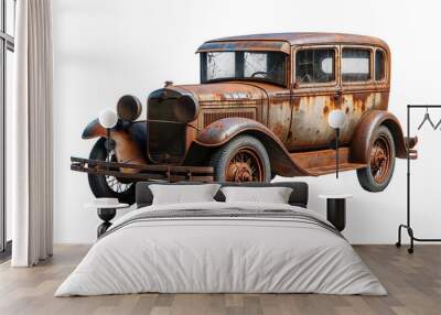 old rusty car isolated on the transparent background. Wall mural