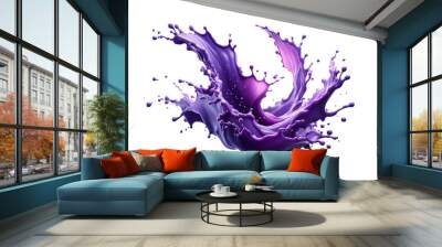 Purple splash isolated  on the transparent background. Wall mural