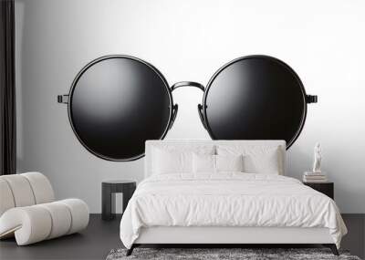 round black sunglasses isolated on the transparent background. Wall mural