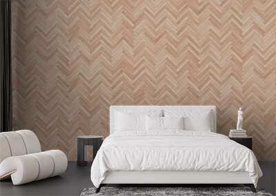 Seamless wood parquet texture herringbone light brown. 
 Wall mural