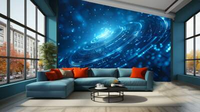 Technology background for technology processes, neural networks, AI, data transfer, encryption, digital archives, audio and visual presentations, science, education, medical imaging, virtual reality Wall mural