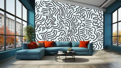 Abstract minimalism shapes black lines, gray background Wall mural