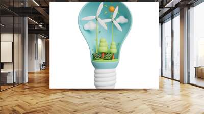 Solar Panel and Wind energy 3d realistic render Wall mural