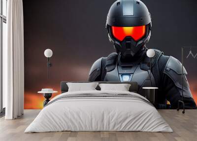 Modern soldier in futuristic armor AI Wall mural