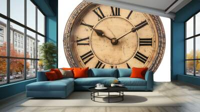 old vintage clock shows five minutes to twelve the concept of christmas and new year celebration clo Wall mural