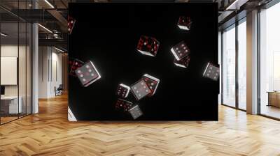 Blue dice flying into camera on transparent background. Gambling concept. Casino. Wall mural